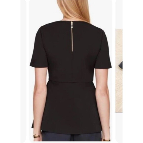 Kate Spade Black Short Sleeve Scuba Knit Peplum Top Size XS Classy Capsulecore - Picture 2 of 7
